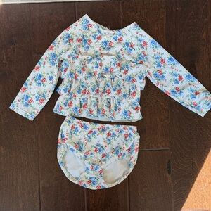 Janie & Jack 2 Piece Swim Suit Floral 12-18M